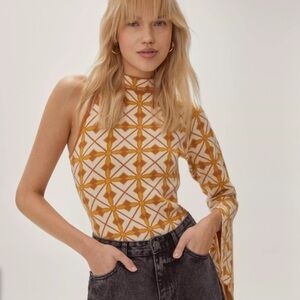 NWT nasty gal vintage pattern one shoulder knitted body suit